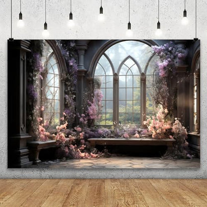 Retro Flower House Interior Backdrop 10x8ft Dreamy Photography Background - size: 10ftx8ft