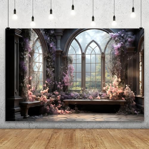 Retro Flower House Interior Backdrop 10x5ft Dreamy Photography Background - size: 10ftx5ft