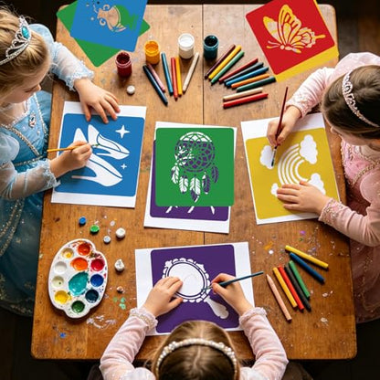 CUTHOLLOW 25 PCS Fairies and Castles Painting Shape Stencils Sets - style: Fairies and Castles