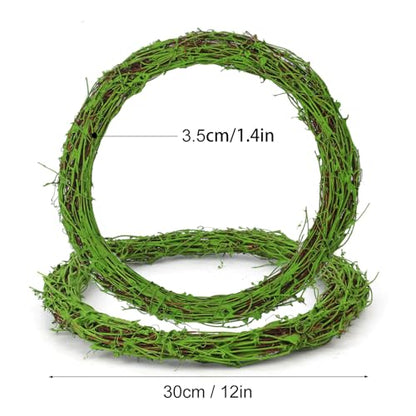 7 Pcs 12 inch Natural Grapevine Wreath Set, Green - size: 7 Pcs 12 inch green