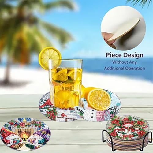 8 Pack Christmas Diamond Art Coasters,Diamond Painting Coasters Kits - color: Christmas Coasters
