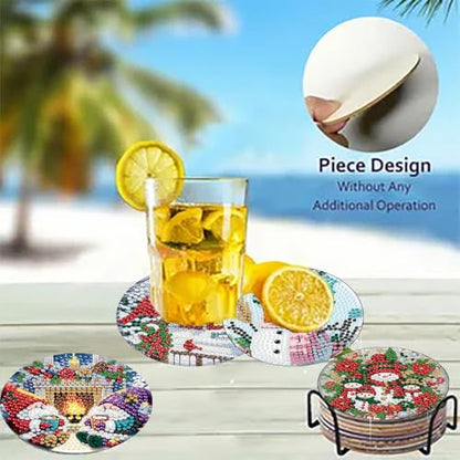 8 Pack Christmas Diamond Art Coasters,Diamond Painting Coasters Kits - color: Christmas Coasters