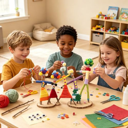 Qupace 5 Sets Wooden Doll DIY Craft Kits