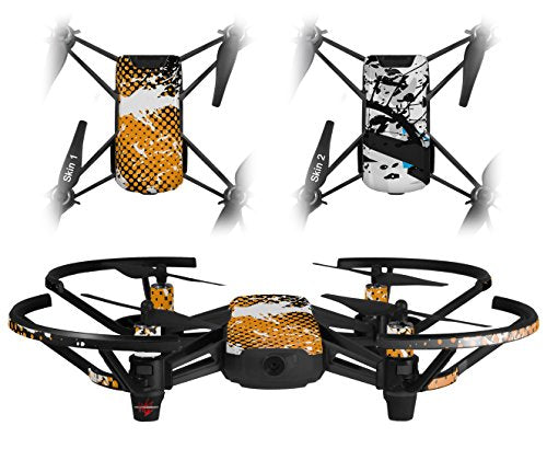 Skin Decal Wrap 2 Pack Compatible with DJI Ryze Tello Halftone Splatter White Orange Drone NOT Included