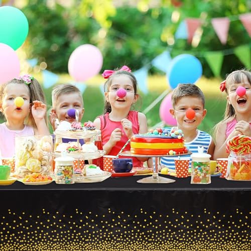 Kesfey Black with Gold Dot Plastic Tablecloth Rolls 54 inch X 120ft - color: White Golden Dot