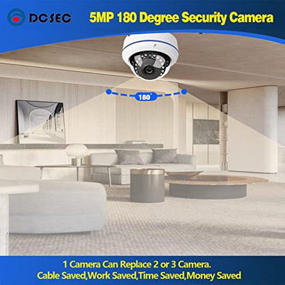 5MP 4MP 180 Degree Wide Angle Dome Security Camera HD-TVI/CVI/AHD/960H Analog 4 in 1 Super Hybrid HD CCTV Surveillance 1.7mm Fisheye Lens Outdoor/Indoor IR Day&Night Vision Home Cam - style: 5MP analogue 180 degrees