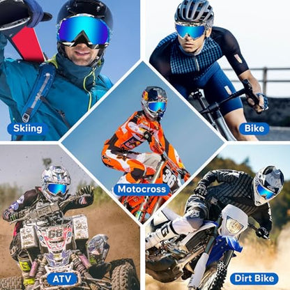 Dirt Bike Goggles 2 Pack - MX Goggles for ATV, Dirtbike, Motocross - color: Camo Blue Frame+black Farme(blue+clear)
