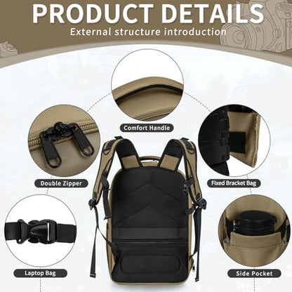 TORIBIO Large Hardshell Camera Backpack DSLR/SLR/Mirrorless Photography Bag - color: Khaki