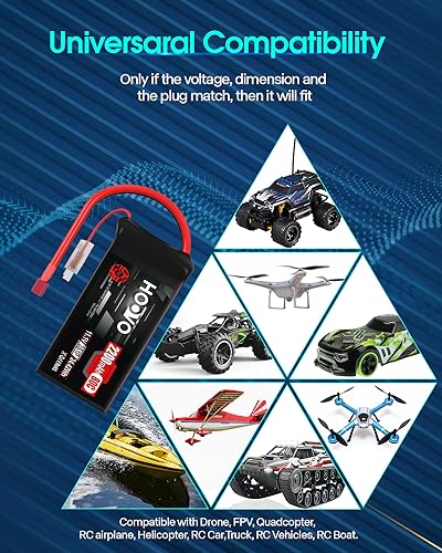 HOOVO 3S Lipo Battery, 80C 2200mAh 11.1V Shorty Lipo Battery Pack T Plug
