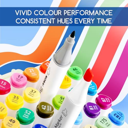 Alcohol Marker Pen Set, Fine & Chisel Dual-Tip Sketch Marker Set with Carrying Case for Drawing, Sketching, Anime, Manga (60)