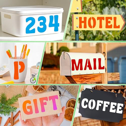 Letter Stencils, 80 Pcs Large Alphabet and Numbers Stencils (3Inch & 4Inch) - size: 3Inch&4Inch