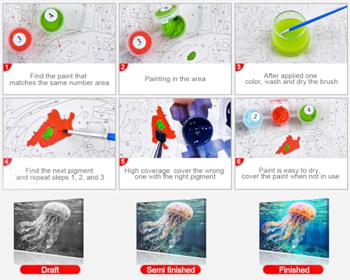 TUMOVO Paint by Numbers for Adults Jellyfish - color: Jellyfish