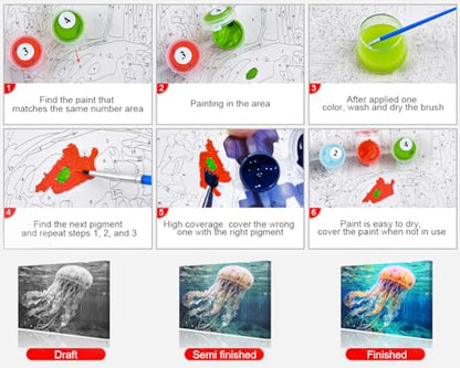 TUMOVO Paint by Numbers for Adults Jellyfish - color: Jellyfish