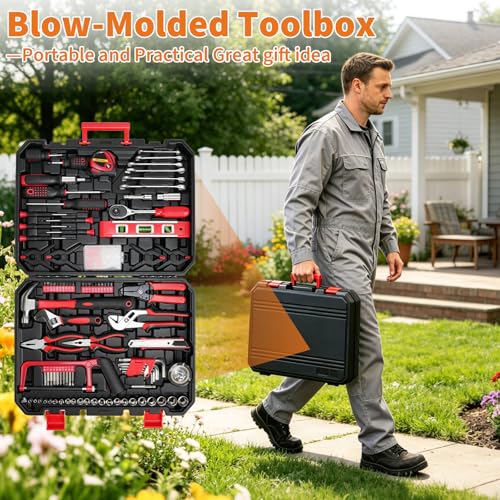 Hantinstom 237-Piece Tool Set General Household Hand Tool Kit Socket Wrench Auto Repair Tool Combination Package Mixed Tool Box with Storage Case - color: 237p