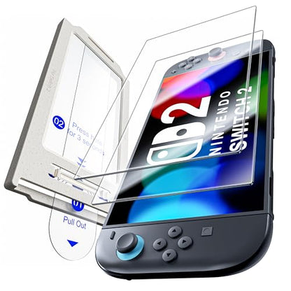 Hoerrye for Nintendo Switch 2 Screen Protector - 2025 Switch2 9H Tempered Glass, HD Clear with Auto Dust Removal, Anti-Scratch & Bubble-Free Installation Kit (2 Pack)