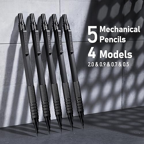 Four Candies Mechanical Pencil Set with Cute Pencil Case + Mechanical Pencil Set Black