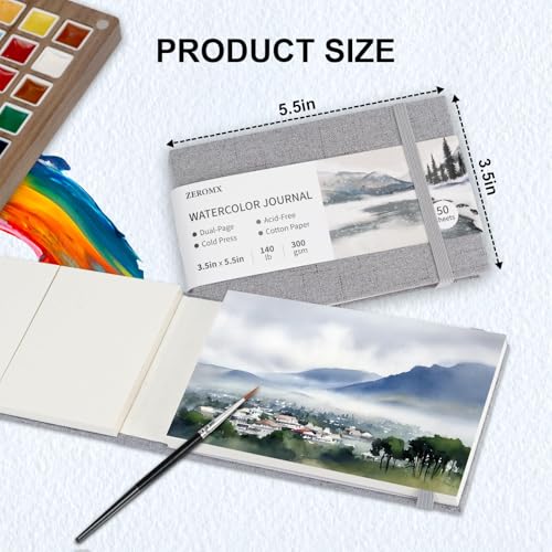 ZEROMX 2 Packs Watercolor Sketchbook 3.5x5.5 Watercolor Journal