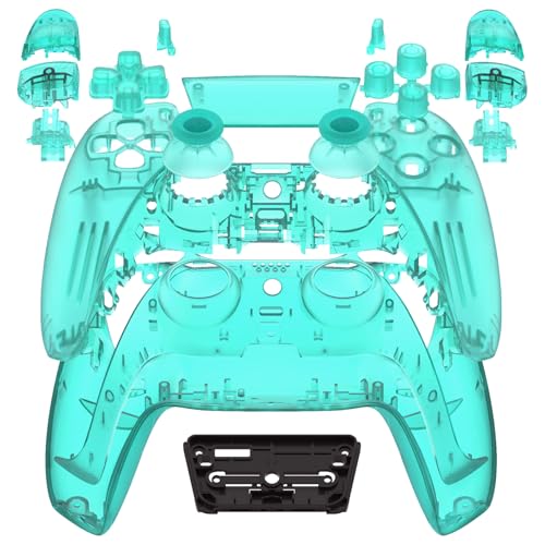 eXtremeRate Full Set Shell with Buttons Touchpad Cover, Emerald Green Custom Replacement Decorative Trim Shell Front Back Plates Compatible with p s 5 Controller BDM-010 020 - Without Controller - color: Emerald Green