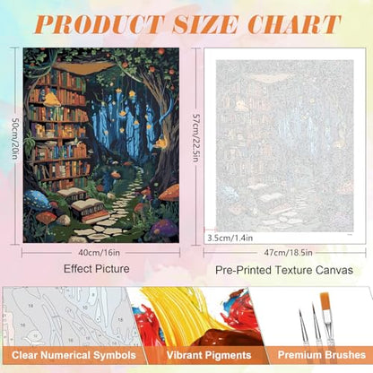 Kalonyth Book Tree Paint by Numbers Kit for Adults, 16x20 inch, No Framed - color: OP-US14