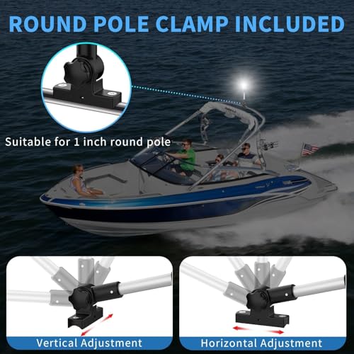 Obcursco Boat Stern Light, Bimini Top LED Anchor Light, Boat Accessories - size: 18''Vertical Swing