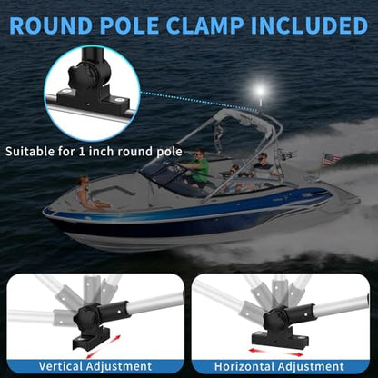 Obcursco Boat Stern Light, Bimini Top LED Anchor Light, Boat Accessories - size: 9''Horizontal Swing