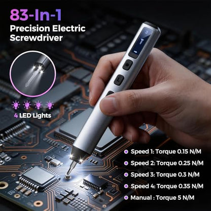 LIFEGOO Electric Screwdriver, 83 in 1 Precision Electric Screwdriver Set - color: Grey, size: 83 in 1