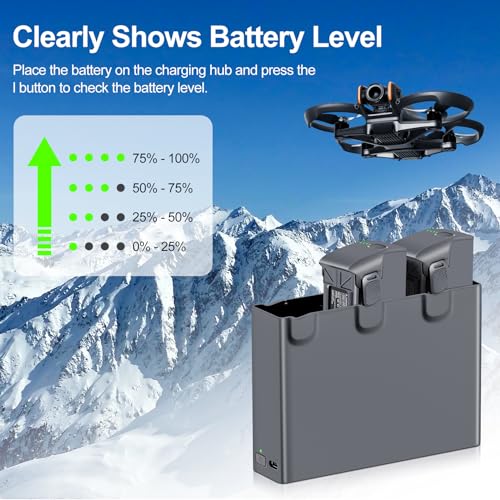 2-Pack 2150mAh Intelligent Flight Battery + Two-Way Charging Hub for Avata 2 Drone, 23 Mins Max Flight Time, Portable Large Capacity Replacement Set