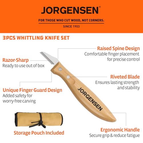 Jorgensen 3-Piece Wood Carving Tool Set with Stainless Steel Knives