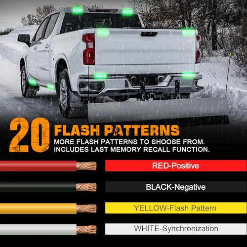 XRIDONSEN 8PCS Sync Grill Strobe Lights 32 LED Green Emergency Lights - color: Green