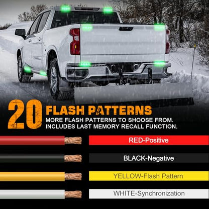 XRIDONSEN 8PCS Sync Truck Grill Lights 32 LED Green Strobe Lights - color: Green