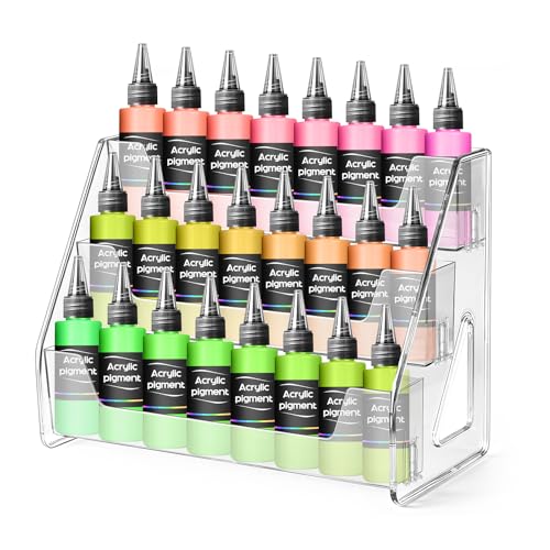 Vowcarol Clear Acrylic Paint Organizer Tall Version - 3 Layer, 24 Bottles Miniature Paint Holder, Craft Organizer Rack
