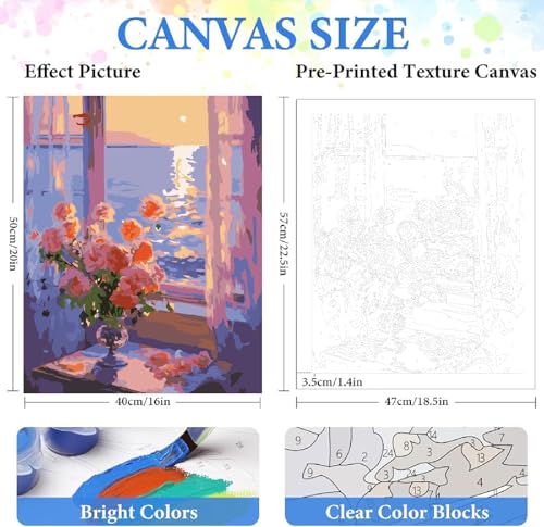 ZRIZQ Paint by Numbers Kit for Adults Beginner,Flowers Landscapes,16x20 - color: 16"X20"Rolled Canvas-Flowers 2
