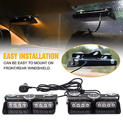 XRIDONSEN 2 in 1 Dash Strobe Lights Interior Windshield Warning Lights - color: Amber/White