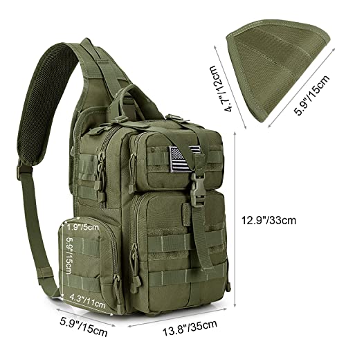 G4Free Large Tactical EDC Sling Bag, Adjustable Holder Backpack for Men - color: New Army Green