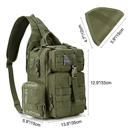 G4Free Large Tactical EDC Sling Bag, Adjustable Holder Backpack for Men - color: New Army Green