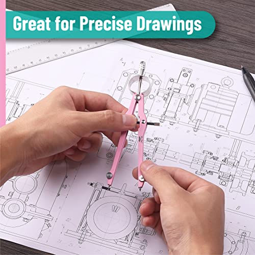 Mr. Pen- Professional Compass for Geometry, Extra Lead - color: Pink