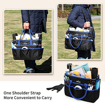 JJRING Large 600D Nylon Artist Organizer Tote Bag With 16 Pockets, Blue - color: Blue, size: Large