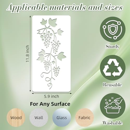 Flower Stencils for Crafts Reusable 15Pcs Stencils(11.8X5.9 Inch) - color: Flower