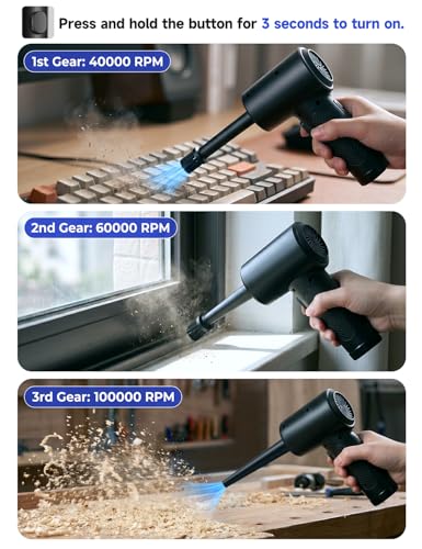 Compressed Air Duster,100000RPM Electric Air Duster for Computer Keyboard