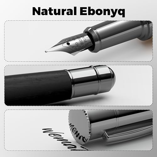 WEMATE Fountain Pen Set for Writing, Fine Nib, Black Ebony - color: Black, style: Ebony