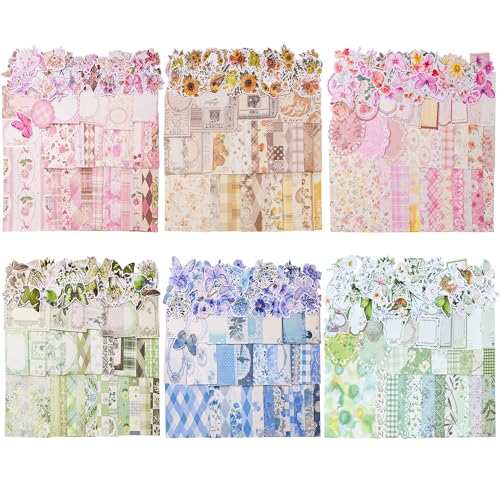 600pcs Vintage Scrapbook Paper,Junk Journal Paper,Scrapbook Supplies Kit