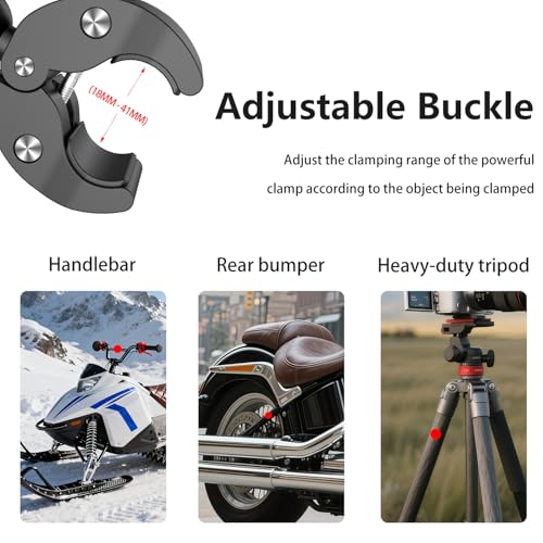 Heavy Duty Motorcycle Double Clamp Mount Compatible for Insta360 X5-X - color: Black