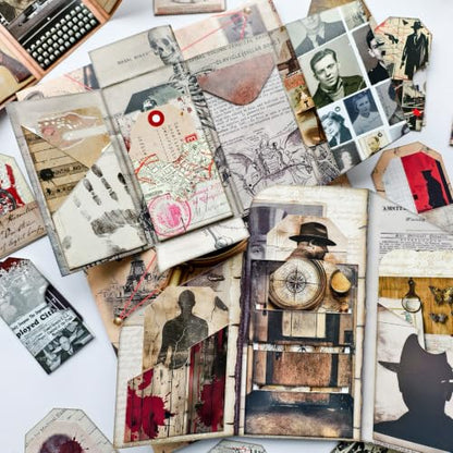 Junk Journal Kit Mystery Detective Ephemera Set for Crafts - color: Mystery_file