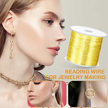 Funrous 5 Rolls Copper Wire 18 20 22 24 26 Gauge with Pliers,Gold - color: Gold