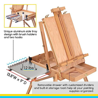 MEEDEN Portable French Sketchbox Art Easel: Foldable Standing Field Easel - color: Natrual