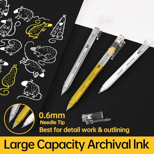 GETHPEN 3-Pack Silver Gel Pens, 0.6mm Fine Point Opaque Archival Ink Pens - size: 0.6 mm, style: 3 Pack Silver