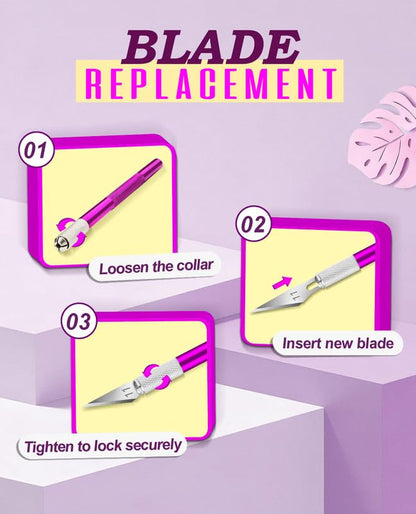 DIYSELF Craft Knife Set with 20 Extra #11 Blades, Aluminum Handle, Ruler - color: Purple-20blades