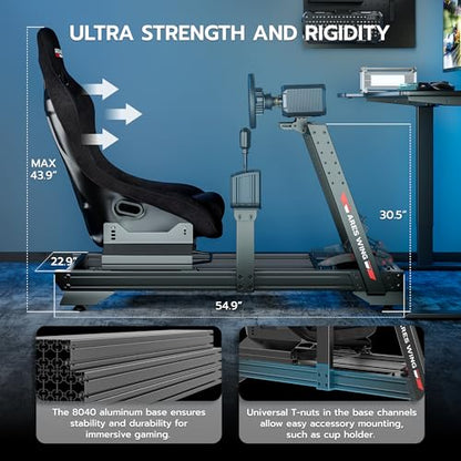 ARES WING 8040 Aluminum Profile Racing Simulator Cockpit with Racing Seat