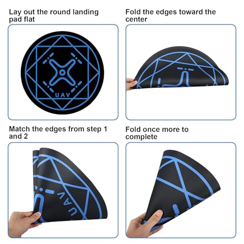 Drone Landing Pad, 20 Inch Round Universal Waterproof Portable Fast-Foldable Helipad for Mini 5 Pro/4/3/2 Se/4k/Dji Neo/Flip/Mavic 3/Rc Quadcopters, Fit Various Drone Flying Scenarios (Blue) - color: Blue
