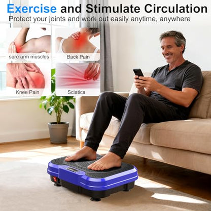 Vibration Plate Exercise Machine,Vibration Plate for Lymphatic Drainage Power Vibration Plate Machine Support 450 Lbs 250 Adjustable Speeds,Vibrating Plate Shake Plate Weight Loss - color: Blue
